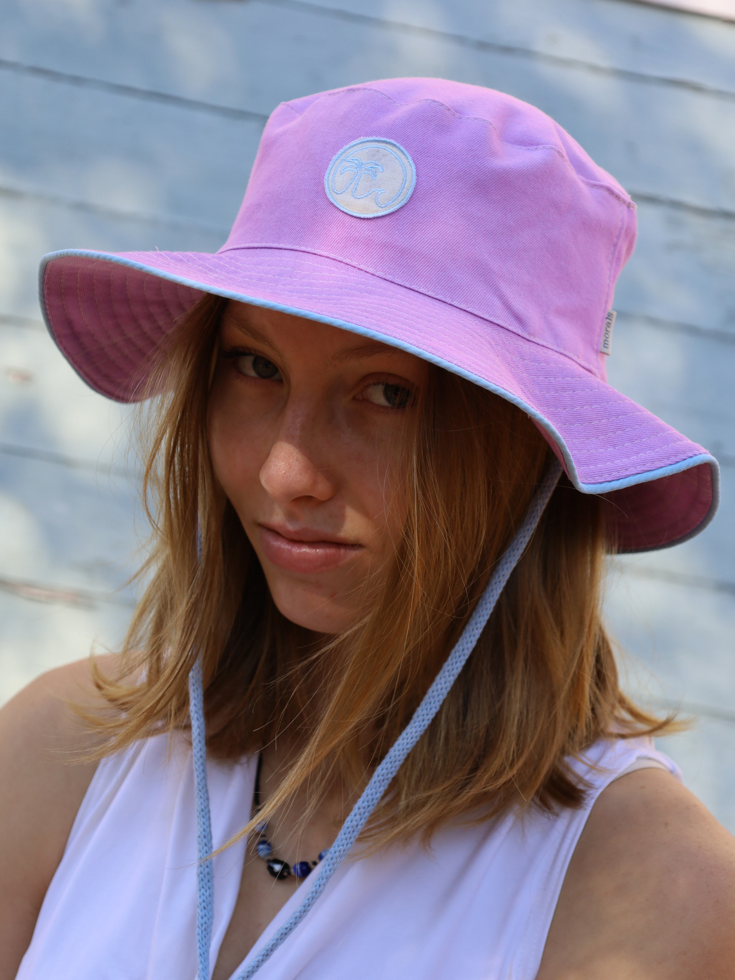 Purple fishermen hat made in South Africa with blue piping