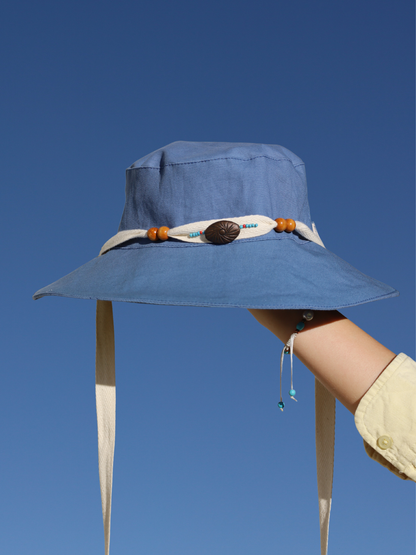 Blue Midi Sun hat made in South Africa by Morals the brand