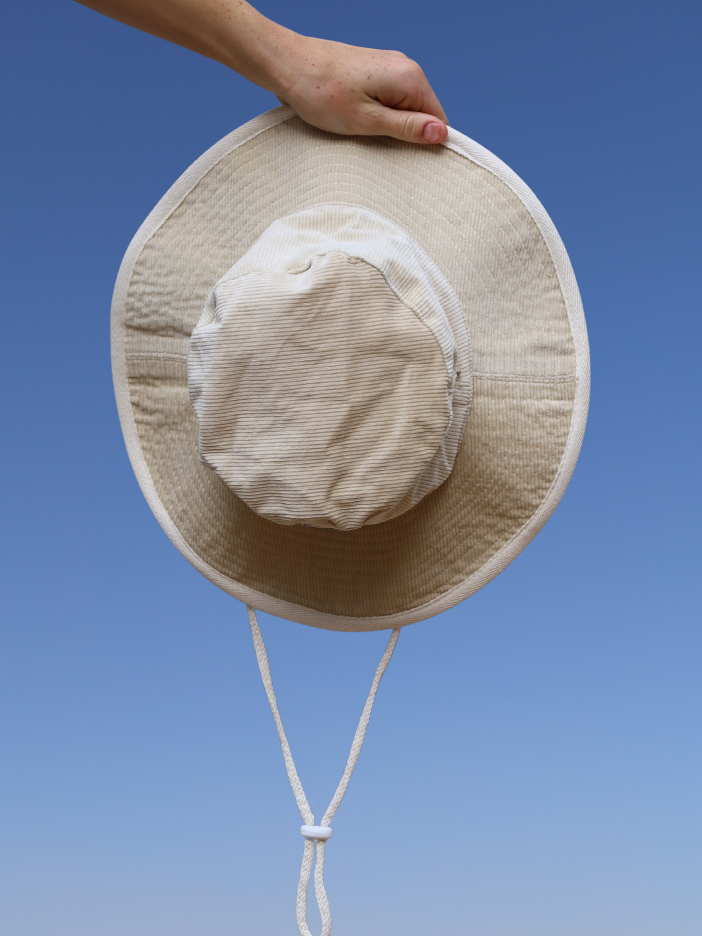 Neutral cream corduroy one-of-a-kind hat