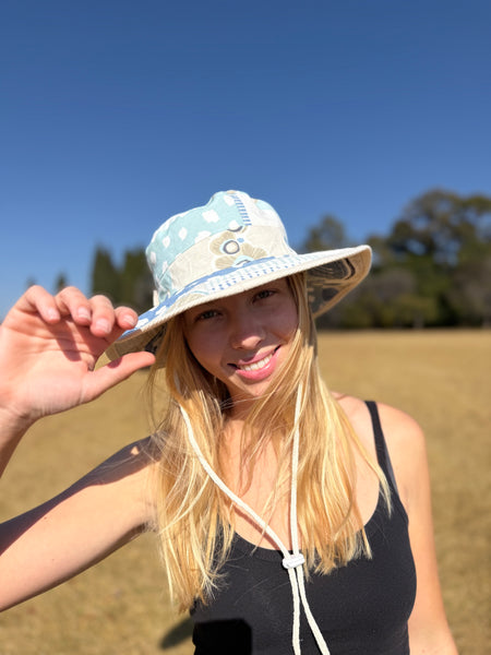 Fishermen hat made from recycled sample book fabric