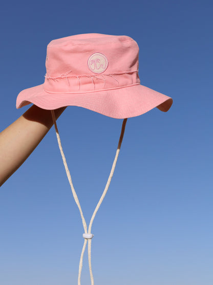Wide brimmed Fishermen hat in a peach pink colour