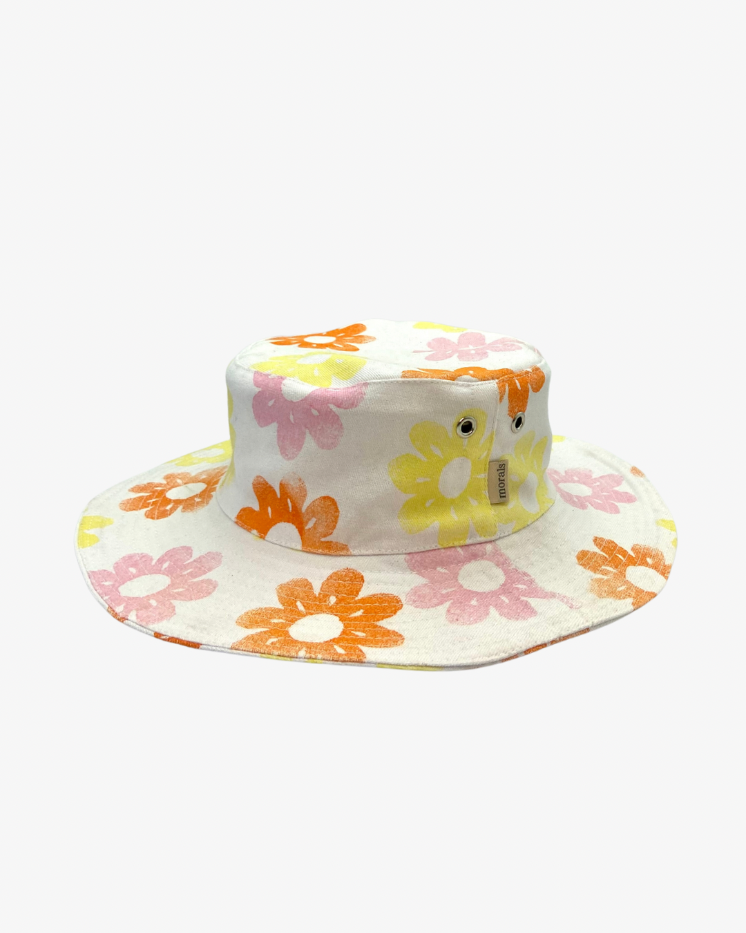 Hand printed hat with flowers